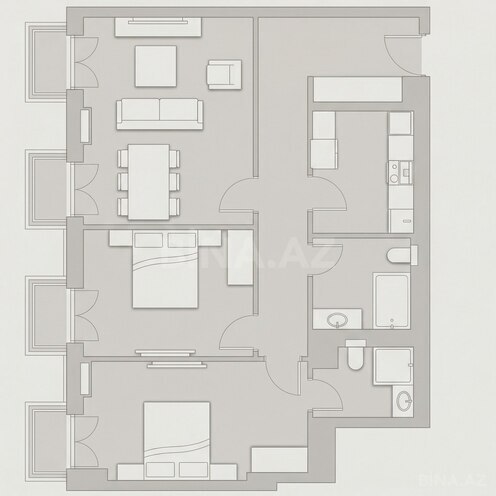 Knightsbridge Residence White City  yaşayış kompleksi, mənzilin planı - 3-otaqlı, 101.3 m²