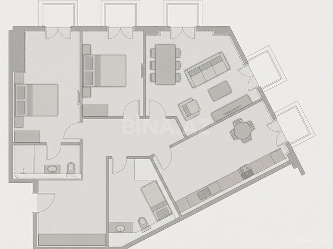 Knightsbridge Residence White City  yaşayış kompleksi, mənzilin planı - 3-otaqlı, 123.7 m²