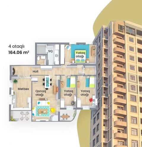 Satılır 4 otaqlı yeni tikili 165 m², Nərimanov r., photo 12 from 15