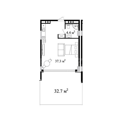 Sea Breeze Premium Residence yaşayış kompleksi, mənzilin planı - 1-otaqlı, 82.2 m²