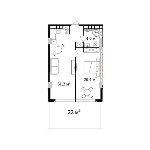 Sea Breeze Premium Residence yaşayış kompleksi, mənzilin planı - 2-otaqlı, 90.08 m²
