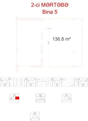 BCR Olimpik kommersiya sahələri yaşayış kompleksi, mənzilin planı - 1-otaqlı, 136.8 m²