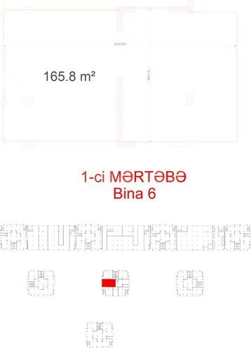 BCR Olimpik kommersiya sahələri yaşayış kompleksi, mənzilin planı - 1-otaqlı, 165.8 m²