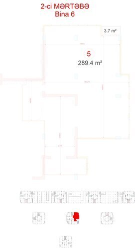 BCR Olimpik kommersiya sahələri yaşayış kompleksi, mənzilin planı - 1-otaqlı, 289.4 m²