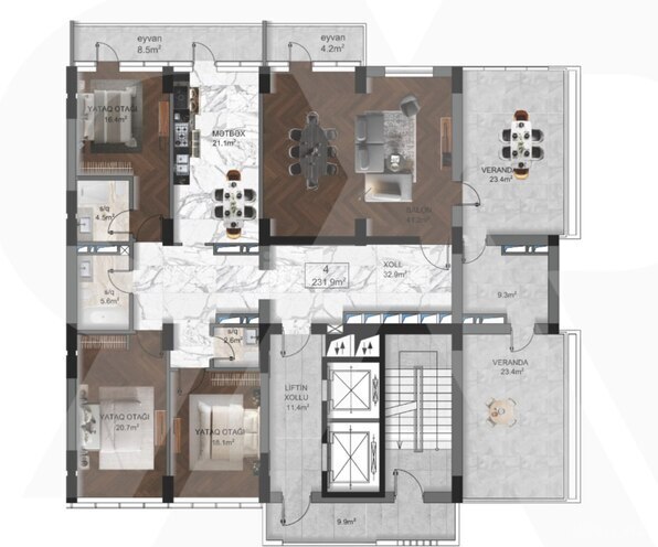 Продаётся 4-комн. новостройка 231.9 м², м. Шах Исмаил Хатаи, photo 4 from 14