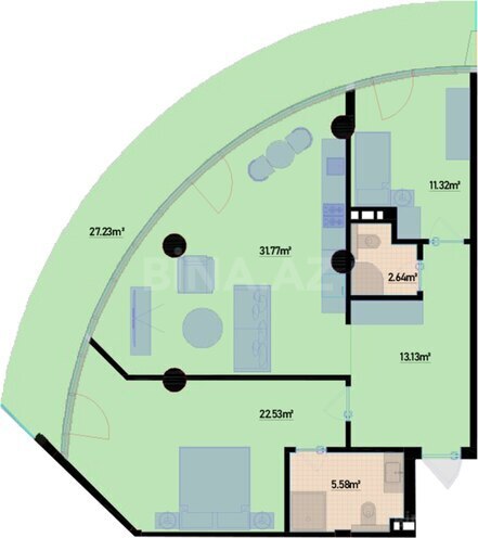 Жилой комплекс Sea Breeze Malibu Residence, планировка - 2-комн., 125.85 м²