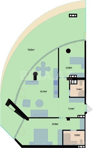 Жилой комплекс Sea Breeze Malibu Residence, планировка - 2-комн., 176.14 м²