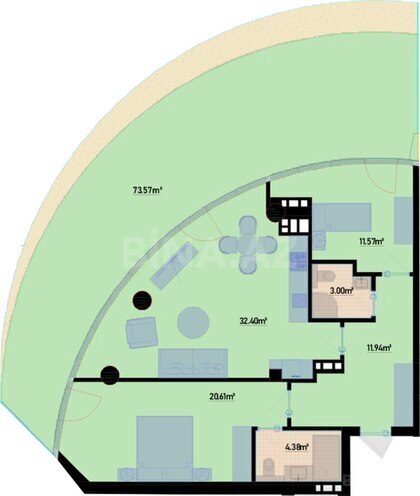 Жилой комплекс Sea Breeze Malibu Residence, планировка - 2-комн., 169.81 м²