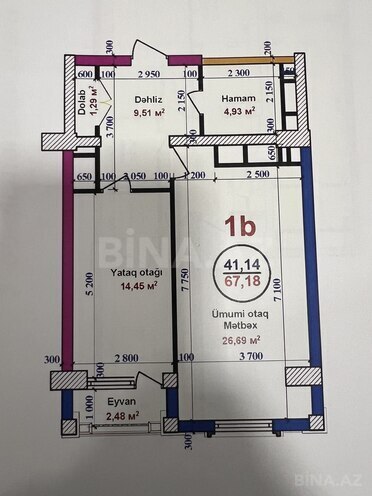 Продаётся 2-комн. новостройка 68 м², м. Элмляр Академиясы, photo 3 from 7