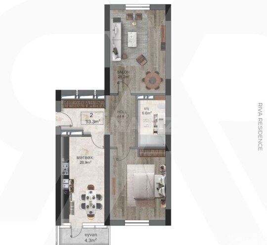 Satılır 2 otaqlı yeni tikili 93 m², Şah İsmayıl Xətai m., photo 14 from 15