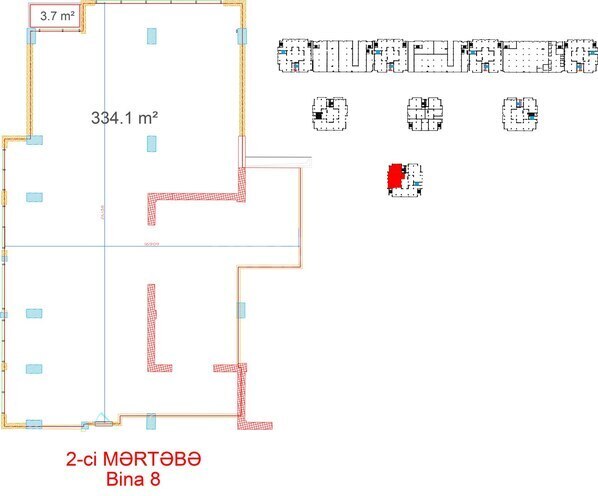 Жилой комплекс BCR Olimpik  kommersiya sahələri, планировка - 1-комн., 334.1 м²