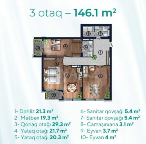 Satılır 3 otaqlı yeni tikili 147 m², Koroğlu m., photo 4 from 7