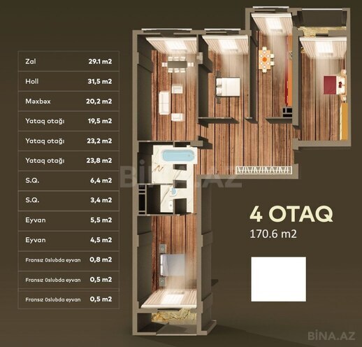 Продаётся 4-комн. новостройка 171 м², Насиминский  р., photo 5 from 16