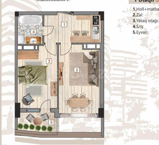 Продаётся 1-комн. новостройка 51.2 м², пос. Бакиханова, photo 6 from 8