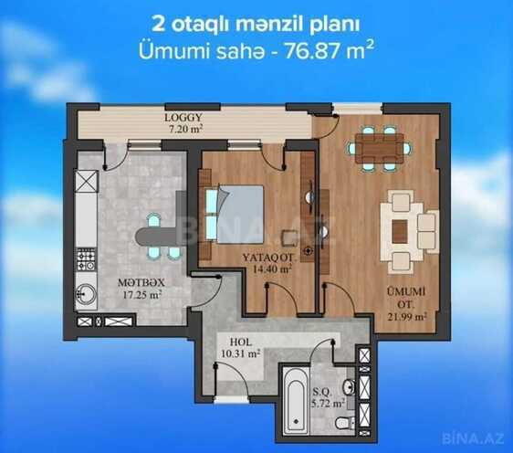 Satılır 2 otaqlı yeni tikili 76.9 m², Həzi Aslanov m., photo 3 from 14