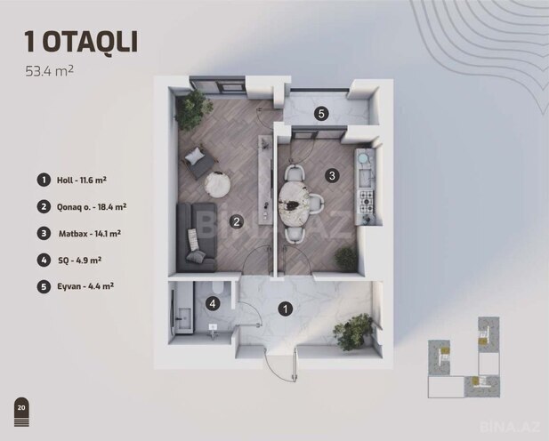 Satılır 1 otaqlı yeni tikili 53.4 m², Nəriman Nərimanov m., photo 3 from 10