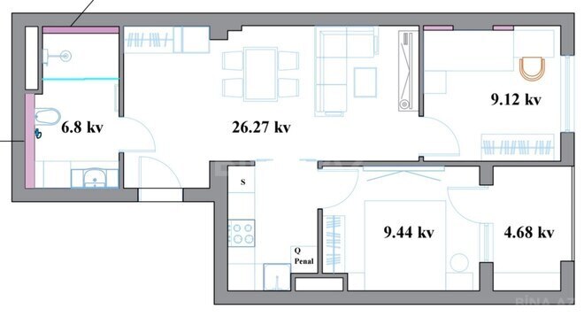 Satılır 3 otaqlı yeni tikili 66 m², Gənclik m., photo 25 from 26