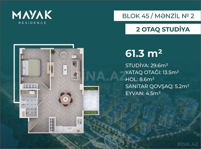 Satılır 2 otaqlı yeni tikili 61.3 m², Zığ q., photo 6 from 14