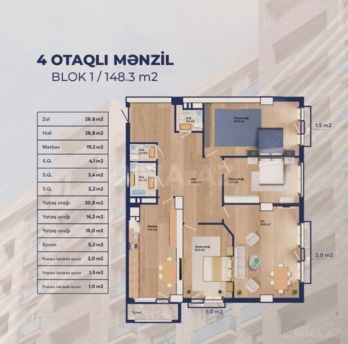 Satılır 4 otaqlı yeni tikili 148.3 m², 28 May m., photo 3 from 15