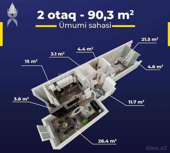 Satılır 2 otaqlı yeni tikili 90.3 m², Azadlıq Prospekti m., photo 3 from 10