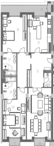 Жилой комплекс Boulevard Palace, планировка - 3-комн., 192.6 м²
