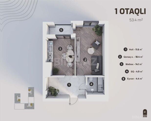 Satılır 2 otaqlı yeni tikili 53.4 m², Ulduz m., photo 10 from 14