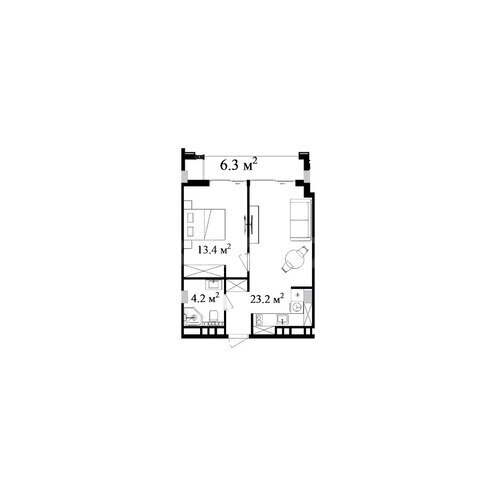 Продаётся 2-комн. новостройка 56.8 м², пос. Нардаран, photo 7 from 8