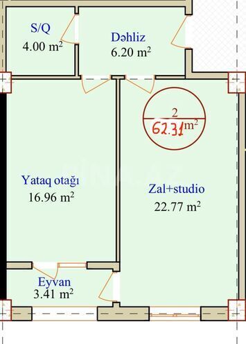 Satılır 1 otaqlı yeni tikili 54 m², Ramana q., photo 6 from 10