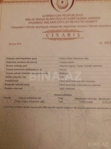 Satılır  torpaq 3 sot, Müşfiqabad q., photo 5 from 6