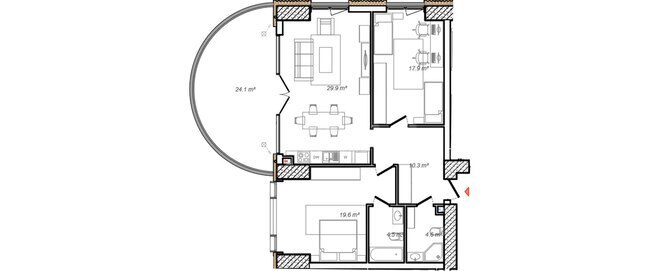 Sea Breeze Monaco Residence yaşayış kompleksi, mənzilin planı - 3-otaqlı, 128.5 m²
