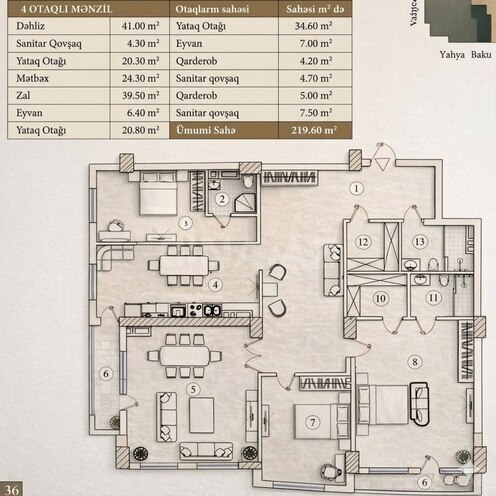 Satılır 4 otaqlı yeni tikili 220 m², Gənclik m., photo 3 from 17