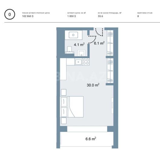 Satılır 1 otaqlı yeni tikili 55.6 m², Sea Breeze q., photo 8 from 9