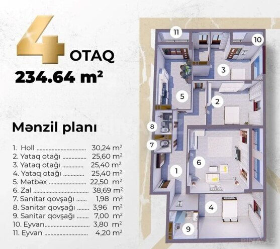 Satılır 4 otaqlı yeni tikili 234.7 m², 28 May m., photo 4 from 10