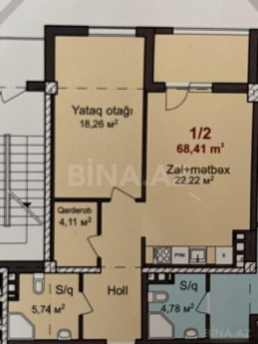 Продаётся 2-комн. новостройка 68.5 м², м. Кара Караев, photo 3 from 10