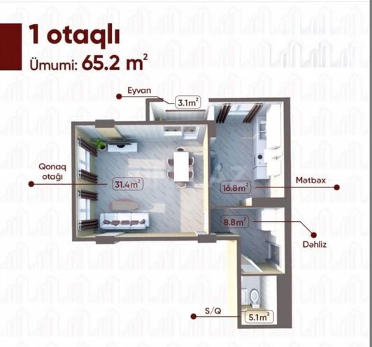 Продаётся 2-комн. новостройка 65.2 м², м. Азадлыг проспекти, photo 4 from 16