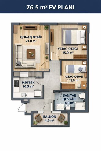 Satılır 2 otaqlı yeni tikili 76.5 m², Şah İsmayıl Xətai m., photo 9 from 14