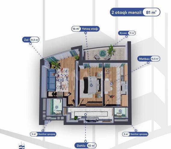 Продаётся 3-комн. новостройка 82 м², м. Ази Асланов, photo 16 from 20