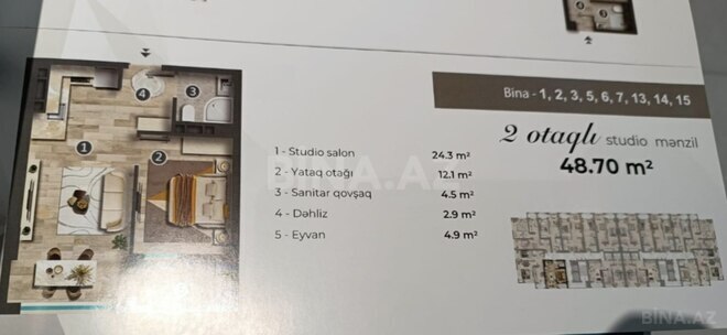 Satılır 2 otaqlı yeni tikili 48.7 m², photo 14 from 15