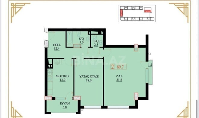 Satılır 2 otaqlı yeni tikili 89.7 m², 8 Noyabr m., photo 3 from 6