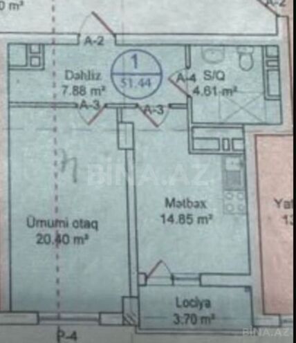 Satılır 1 otaqlı yeni tikili 52 m², Qara Qarayev m., photo 3 from 13