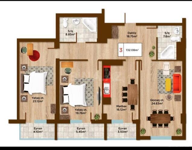 Продаётся 3-комн. новостройка 143 м², м. Нариман Нариманов, photo 1 from 18