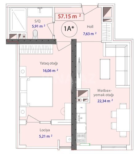 Продаётся 1-комн. новостройка 57.1 м², Бинагадинский р., photo 7 from 9
