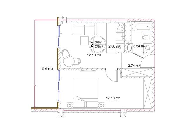Продаётся 2-комн. новостройка 56.8 м², пос. Sea Breeze, photo 5 from 15