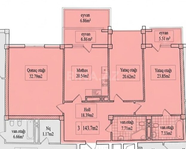 Продаётся 3-комн. новостройка 145 м², м. Нариман Нариманов, photo 3 from 7