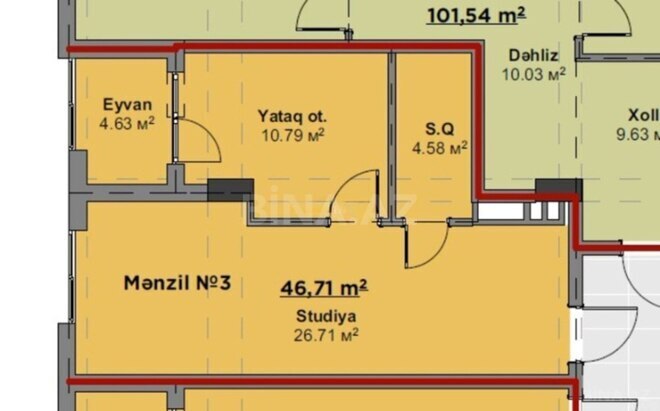 Продаётся 2-комн. новостройка 48 м², м. Низами, photo 4 from 9