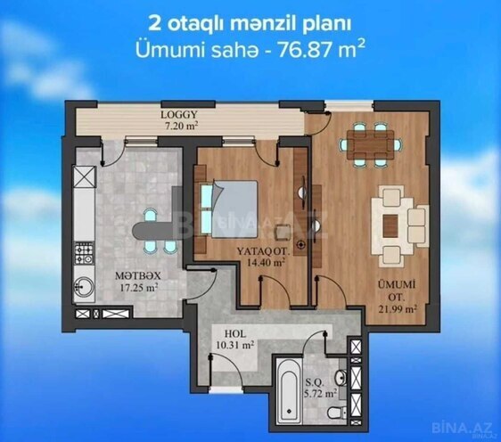 Satılır 2 otaqlı yeni tikili 77 m², Həzi Aslanov q., photo 3 from 8