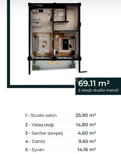 Продаётся 2-комн. новостройка 70 м², пос. Биладжары, photo 19 from 20