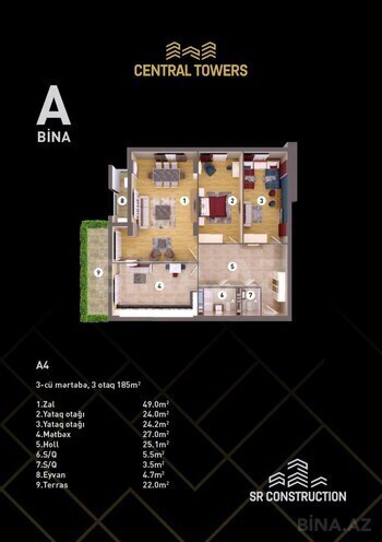 Satılır 1 otaqlı yeni tikili 77 m², Nizami m., photo 5 from 7