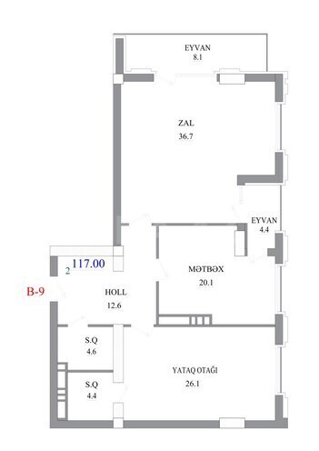 Satılır 2 otaqlı yeni tikili 117 m², Nizami m., photo 7 from 9