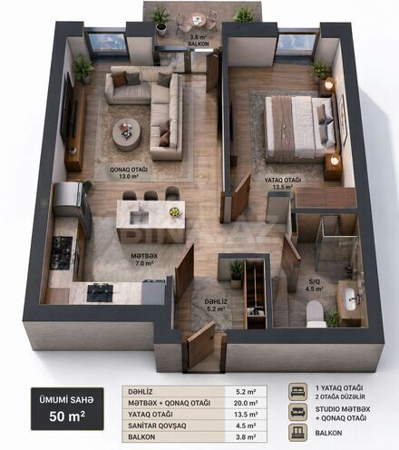 Продаётся 1-комн. новостройка 50 м², пос. Аг шехер, photo 3 from 6